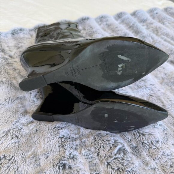 Black Suede Studio Lauren Patent Wedge Ankle Boots - Picture 4 of 6